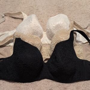 Cacique Lace Bra Trio - Black, Cream, Tan